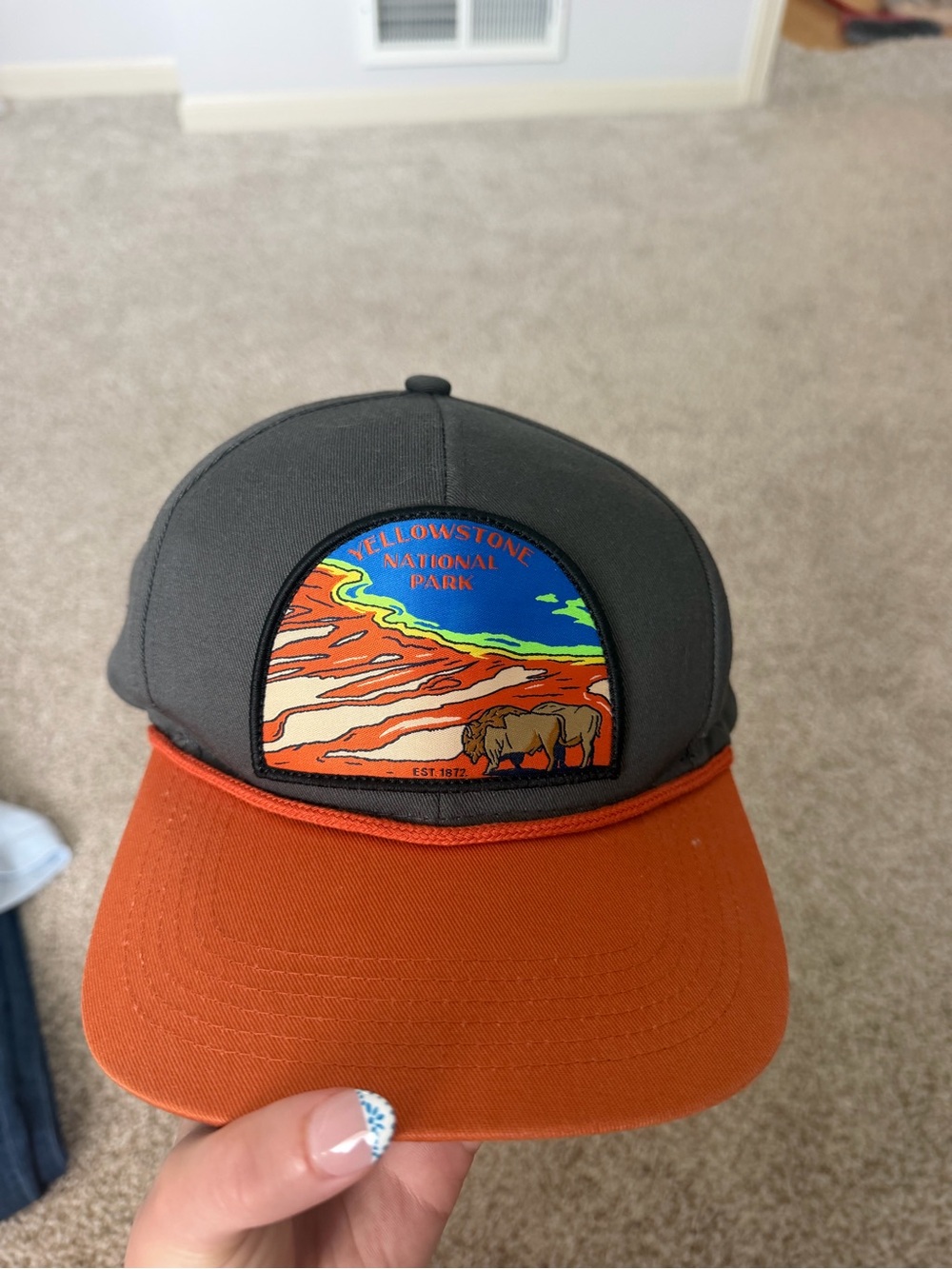 Yellowstone National Park Patch Trucker Hat - Charcoal & Rust